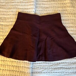 Burgundy Flared Mini Skirt - Aritzia